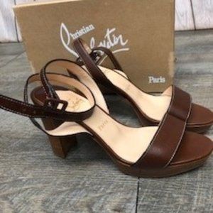 CHRISTIAN LOUBOUTIN  ECHASSE 90/CALF/CUOIO HEEL/ PLAT SIZE 38